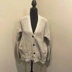 Crocheted Boyfriend American Eagle Ivory Cardigan